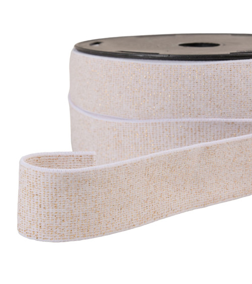 White/gold metallic boxer elastic 32mm per meter