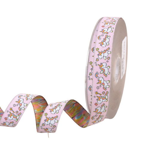 Light pink unicorn jacquard braid 20mm per meter