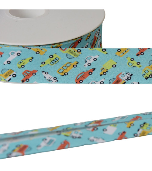 Bias tape 100% cotton water blue 25mm per meter