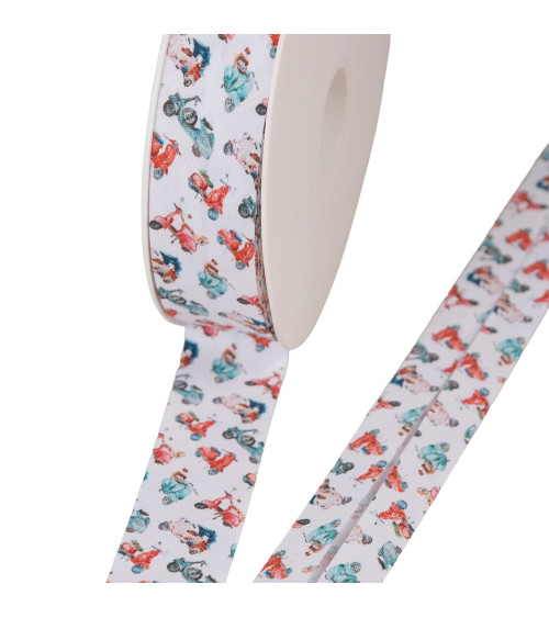 100% white cotton scooter bias binding 25mm per meter