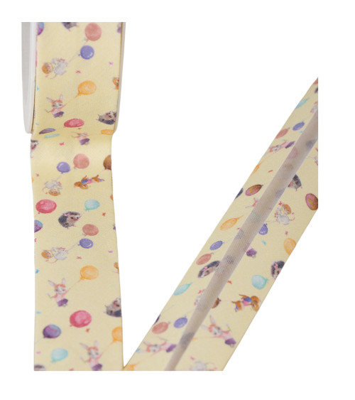 100% straw yellow cotton squirrel and mouse bias binding 25mm per meter