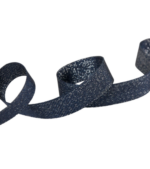 Navy blue metallic grosgrain 15mm per meter