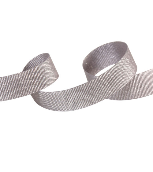 Light grey metallic grosgrain 15mm per meter