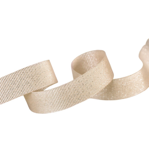 Grosgrain metalizado beige 15mm por metro