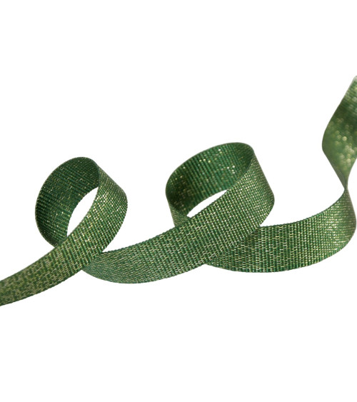 Bottle green metallic grosgrain 15mm per meter