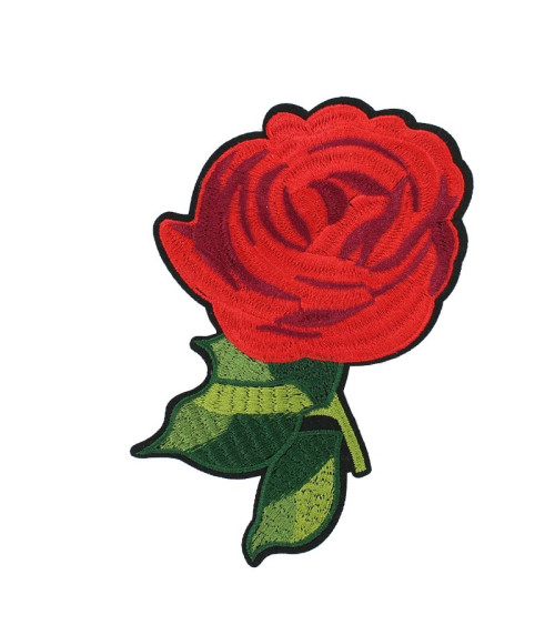 Large format iron-on badge red rose 9.5 x 14.5cm