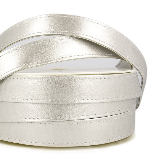 10m reel of 25mm silver faux leather strap