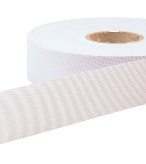 25m reel of 30mm white water-repellent flat exterior bias binding