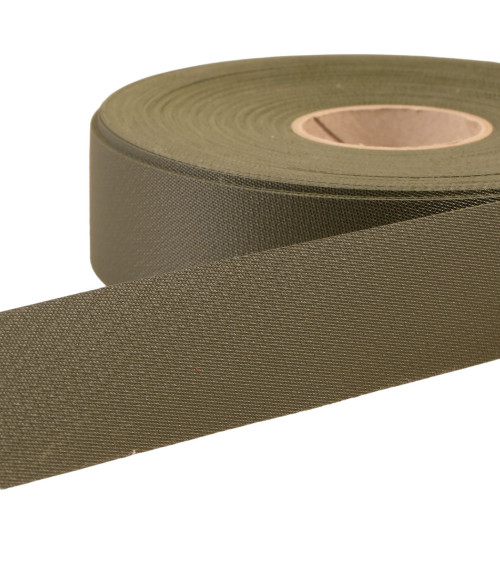 25m reel of 30mm khaki water-repellent flat exterior bias binding