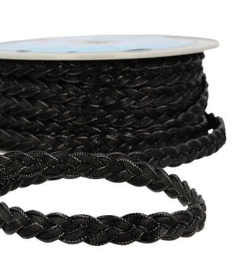 Bobina da 15m Treccia intrecciata Nero/nero 12mm