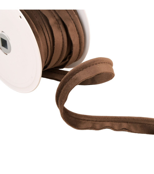 15m reel of coffee brown velvet piping 5mm