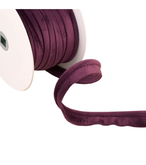 Bobina de 15m con ribete de terciopelo morado ciruela 5mm