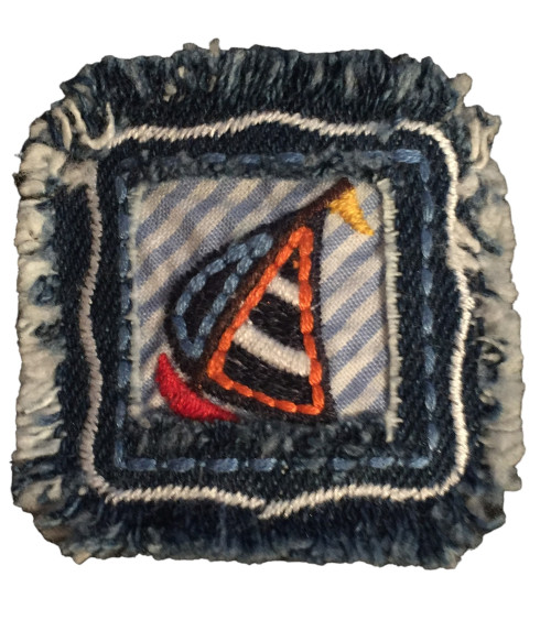 Set of 3 iron-on patches Marine Jean sailboat