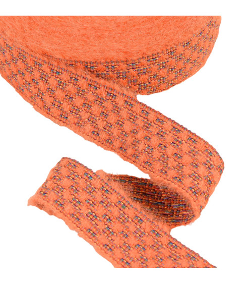 Salmon orange wool braid 25mm per meter