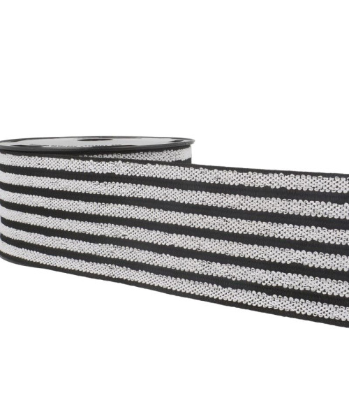 10m reel Elastic belt stripes/stripes Black/white/black