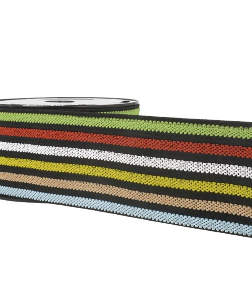 10m reel of elastic belt stripes/stripes Multicolor