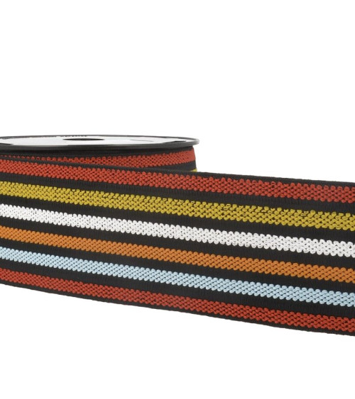 10m reel of elastic belt stripes/stripes Multicolor