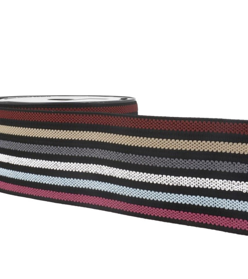 10m reel of elastic belt stripes/stripes Multicolor