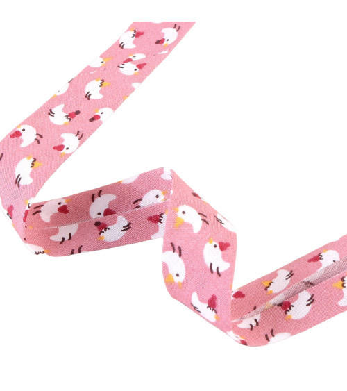 Pink hen bias binding 20mm per meter