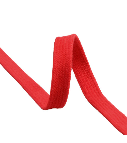 Bobina de 20m trenza de algodón tubular plana 15mm rojo