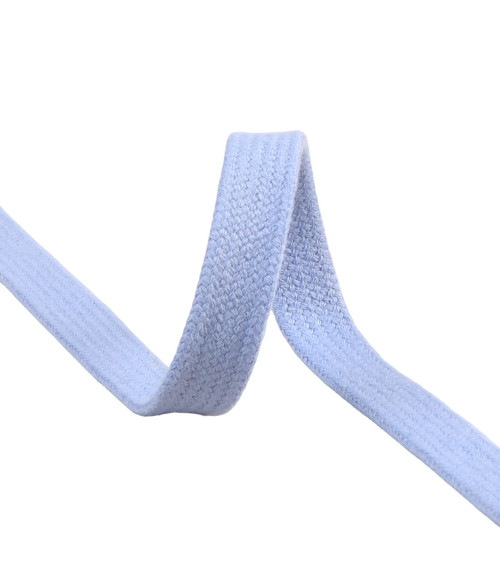 Bobina da 20 m di treccia tubolare piatta in cotone da 15 mm blu lavanda