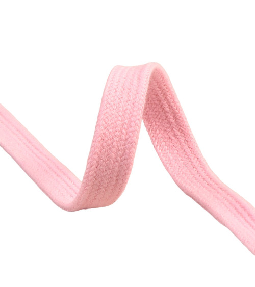 Bobina da 20 m di treccia tubolare piatta in cotone da 15 mm rosa chiaro