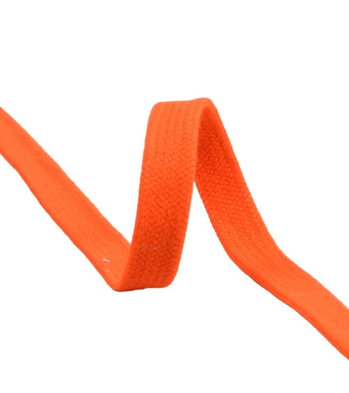 Bobina de 20m trenza de algodón tubular plana 15mm naranja bengala