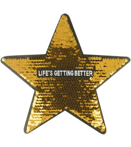 Large format iron-on sequin badge Golden star