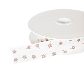 Biais petites fleurs 25mm beige au mètre fabriqué en France