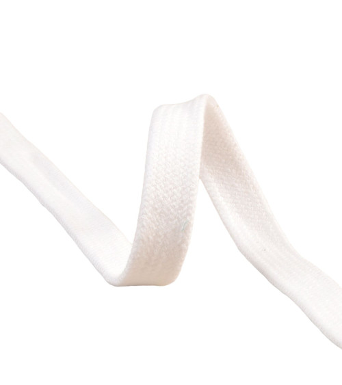 Flat tubular braid by the meter 100% cotton 15mm white