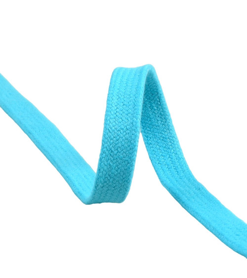 Flat tubular braid by the meter 100% cotton 15mm steel blue