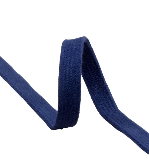 Flat tubular braid by the meter 100% cotton 15mm navy blue