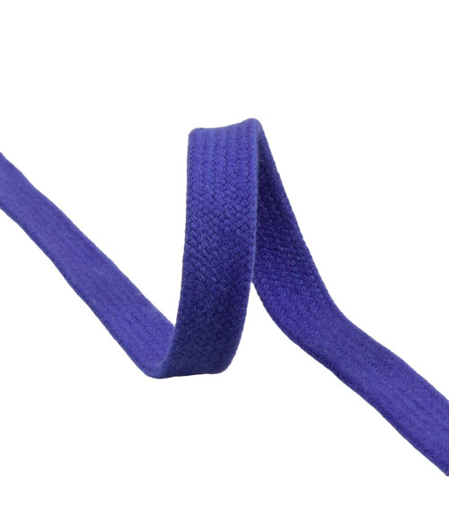 Flat tubular braid by the meter 100% cotton 15mm royal blue