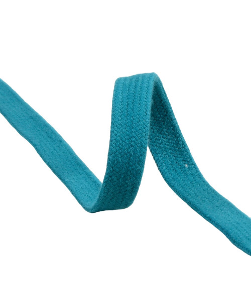 Flat tubular braid by the meter 100% cotton 15mm duck blue