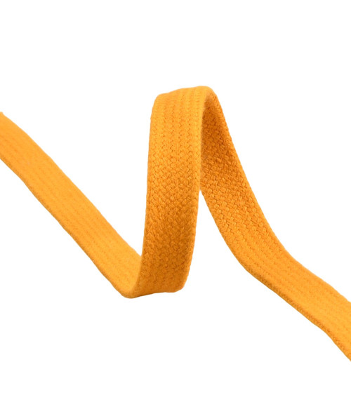 Flat tubular braid by the meter 100% cotton 15mm mustard yellow