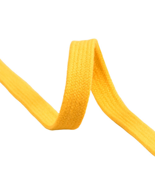 Flat tubular braid by the meter 100% cotton 15mm gold yellow