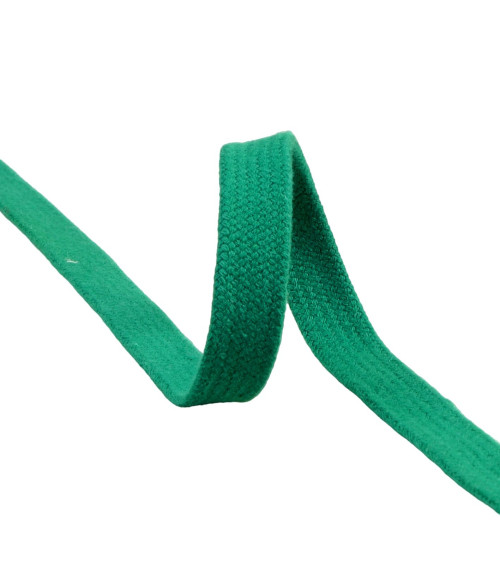 Flat tubular braid by the meter 100% cotton 15mm green