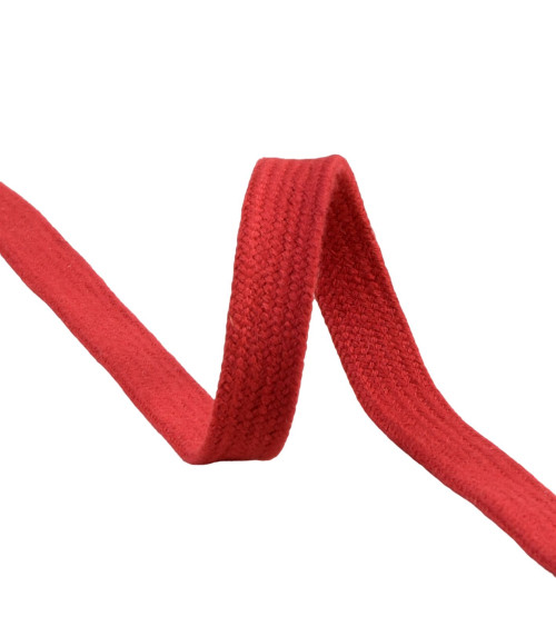 Flat tubular braid by the meter 100% cotton 15mm burgundy red