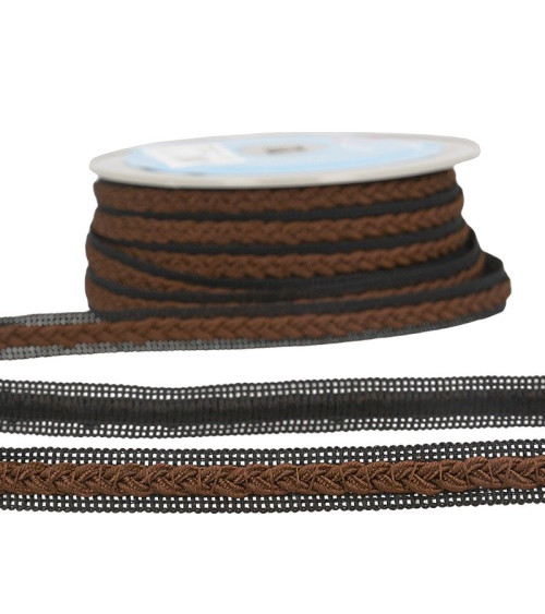 20m reel of two-tone dress braid Dark brown/black 14mm