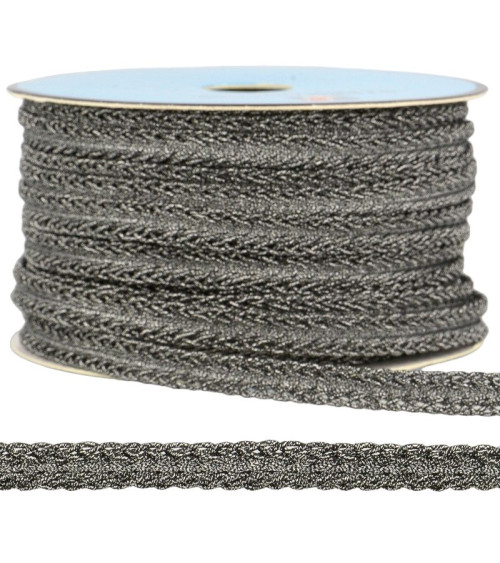 25m spool of metallic dress braid Silver/black 10mm