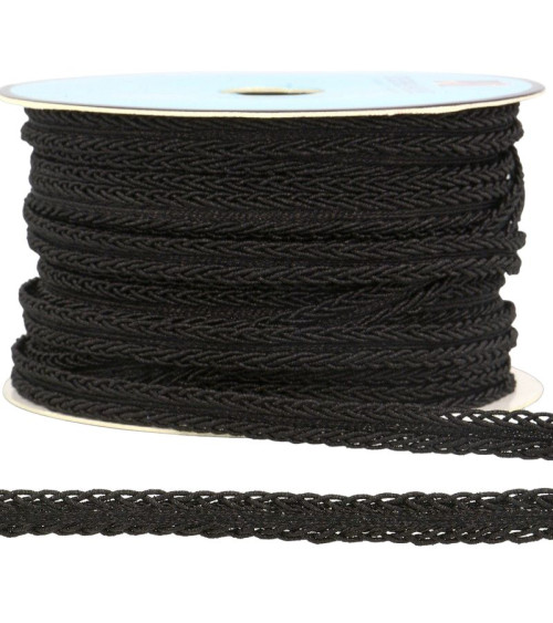 Bobina 25m Trenza vestido metalizada negra 10mm