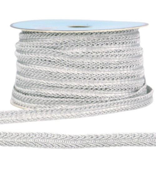 Bobina 25m Trenza vestido metalizado plata 10mm