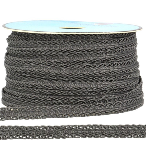 25m reel of metallic dress braid, dark grey, 10mm