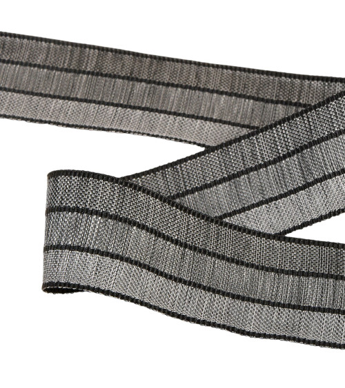 25m reel of 3-tone ribbon 30mm Grey Black