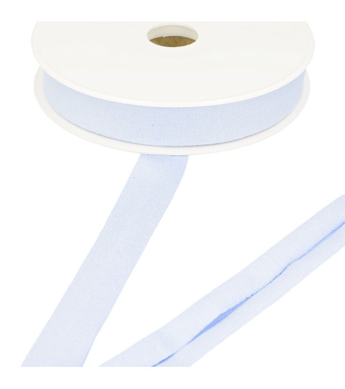 20m spool of stretch jersey bias binding, light blue, 20mm