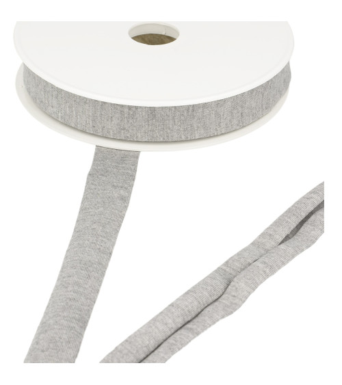 20m spool of stretch jersey bias binding, light grey, 20mm