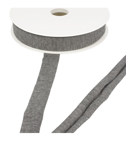 20m spool of stretch jersey bias binding, medium grey, 20mm