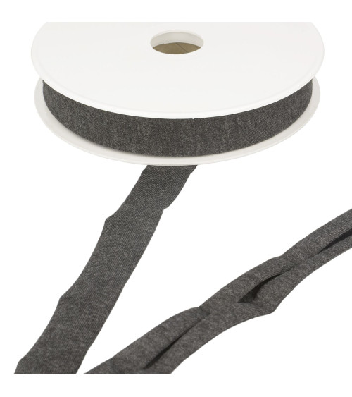 20m spool of stretch jersey bias binding Grey Black 20mm