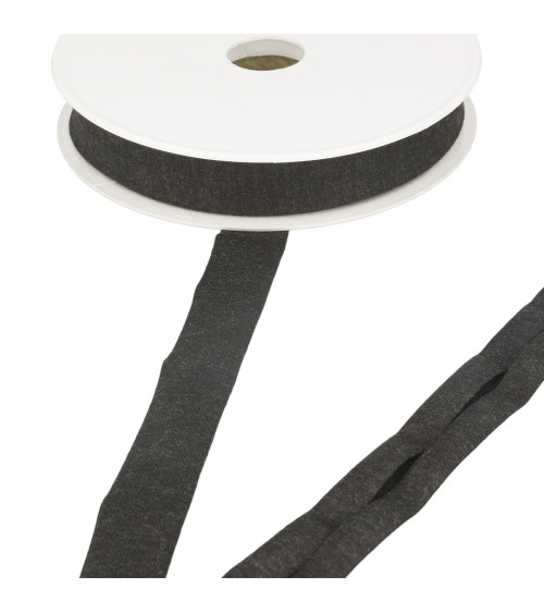 20m spool of stretch jersey bias binding, dark grey, 20mm