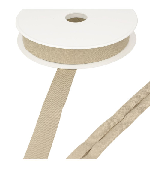 20m spool of stretch jersey bias tape, Dark Beige, 20mm